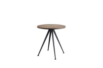 Pyramid Café Table 21 Beistelltisch Rund geräucherte Eiche Schwarzer Stahl Hay